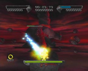 Super Shadow firing Chaos Spear at Devil Doom