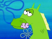 Debbie mange le signet de fleur de Bob l'éponge