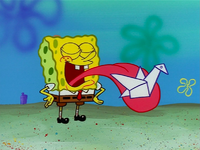 Bob Esponja hizo un origami.