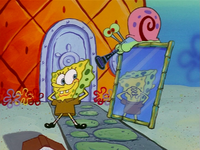 Bob Esponja vistiendo la camiseta de Calamardo.