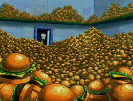 Dentro de la bóveda de cangreburgers.