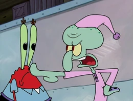 Calamardo enojado con Don Cangrejo.