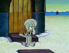 El peldaño de Calamardo, que no se ve en ninguna otra parte del episodio.