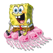 Medusa cargando a Bob Esponja