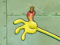 Bob Esponja con una astilla.