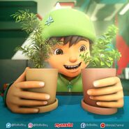 BoBoiBoy Daun senang melihat tanamannya