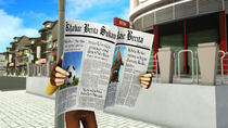 Roberto berpura-pura membaca koran