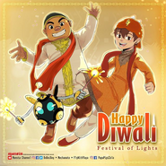 BoBoiBoy and Gopal wishing Diwali