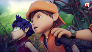 Fang dan BoBoiBoy tengok jalan depan