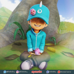 BoBoiBoy Water and 2 pink little birds