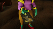 Ibu Bu holding the Plutonium Evil Credit Card