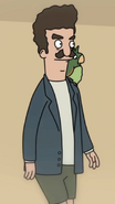 Eyebrow Man and his parrot in a flashback. ("Moody Foodie")