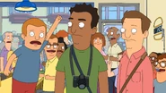 Everyone at Bob's Burgers driving Cory Battles and Newton Fremont away. ("Glued, Where's My Bob?")