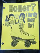 Courtney on the script cover of "Roller? I Hardly Know Her!"