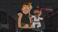 Arnold throwing a stapler like a throwing star. ("Yes Without My Zeke")