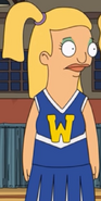 Tammy in her Wagstaff Whalers cheerleading team uniform