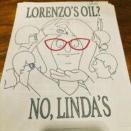 Gayle on the script cover of "Lorenzo's Oil? No, Linda's."