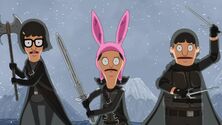 Kid's imaginary versions of themselves of preparing to fight the Bleaken, Tina has an axe, Lousie has a sword, Gene has nunchucks, and all are in dark clothes in winter.