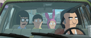 Tina, Gene, and Louise in a stakeout with Bosco.