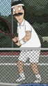 0814 The Trouble with Doubles Bob 2.webp (294 KB) Bob's tennis outfit in Linda's fantasy sequence, as seen in "The Trouble with Doubles."