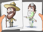 Charac's renderings of the Moody Foodie as a park ranger and a surgeon. ("Moody Foodie")