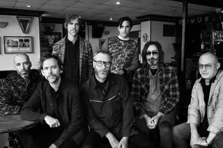 From left to right; Kyle Resnick, Scott Devendorf, Bryce Dessner, Matt Berninger, Aaron Dessner, Bryan Devendorf and Ben Lanz