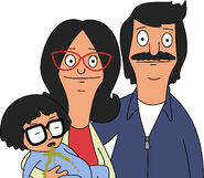 Bob, Linda, and Tina on their first Christmas card as a family. ("Die Card, or Card Trying")