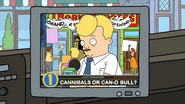 Hugo talking about Bob's Burgers potentially selling human flesh on the news. ("Human Flesh")