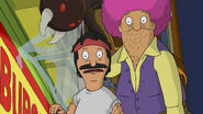 Bob and Teddy decorating Bob's Burgers on Halloween. ("Nightmare on Ocean Avenue Street")