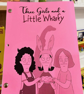 Jessica on the script cover of "Three Girls and a Little Wharfy."
