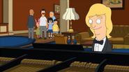 Tim playing the piano at the Royal Oyster hotel. ("Eat, Spray, Linda")