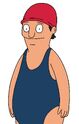 Gene in a girls' swimsuit. ("Synchronized Swimming")