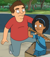 Harley in her Thundergirls uniform with her father. ("Motor, She Boat")