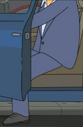Spoors stepping out of his car in "The Runway Club."