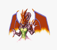 The screen showing Ryu's transformation into Rudra in the SNES version of Breath of Fire.