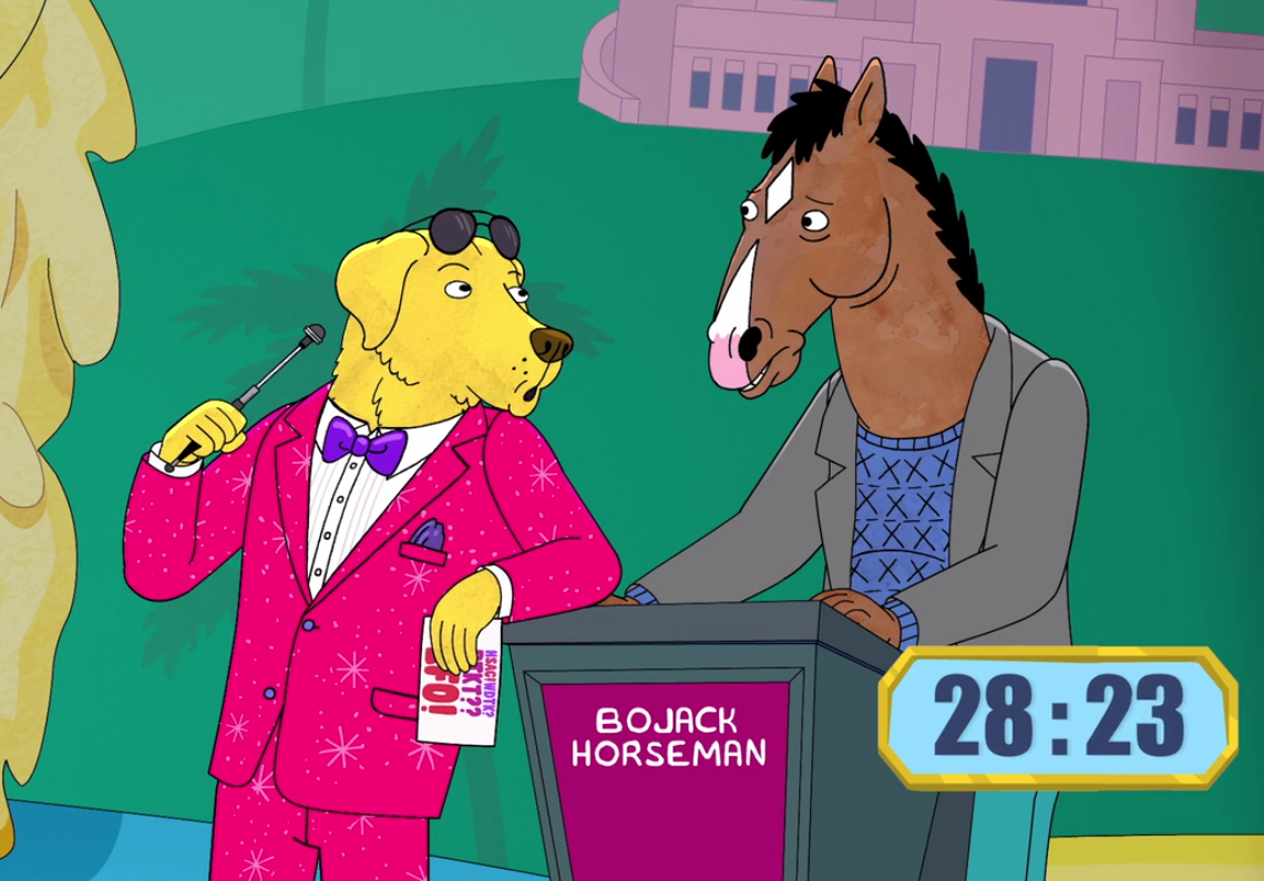 BoJack is one of the celebrity guest stars on the first episode of Mr. Pean...