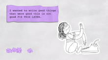 Diane's internal struggle with her writing process seen in .