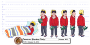 Todd with blanket and sleepware model sheet