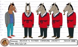 Model sheet for Butterscotch in his smoking jacket