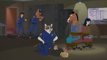 Officer Meow arresting Ritchie 3x03