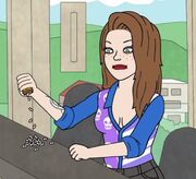 Sarah Lynn about to take a bunch of pills