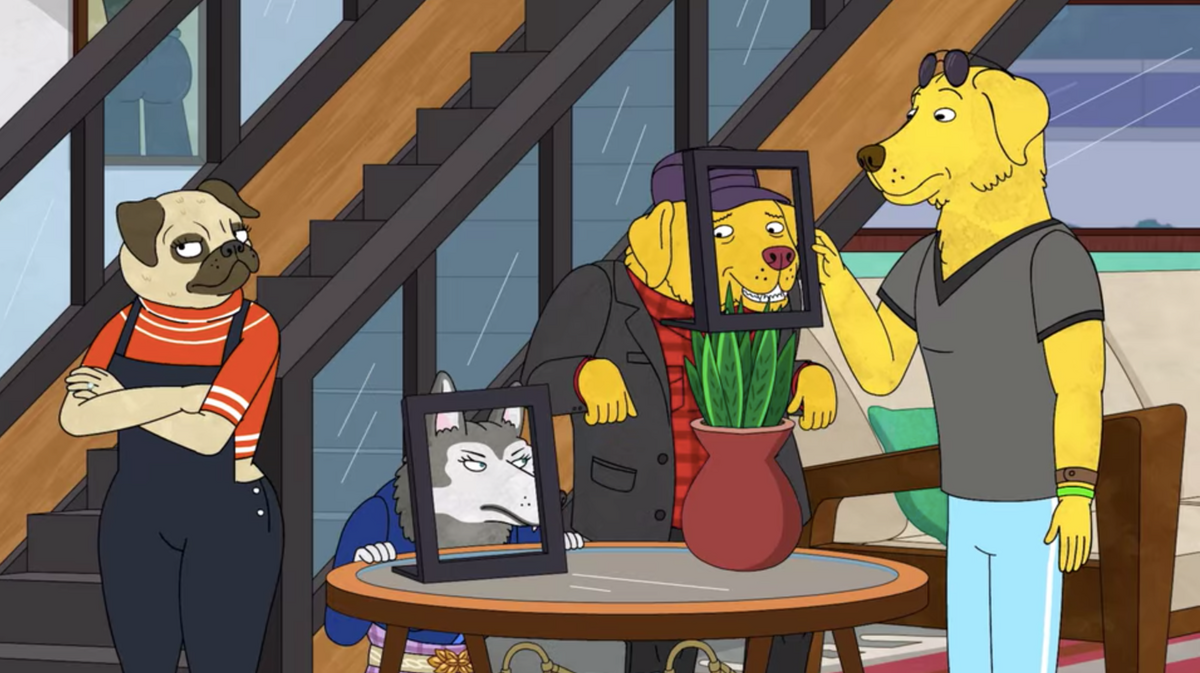 BOJACK HORSEMAN, from left: Mr. Peanut Butter (voice Paul F. Tomkins),  Pickles Aplenty (voice: Amy Sedaris) in 'Surprise', (Season 6, Part 1,  Episode 604, aired October 25, 2019), ph: ©Netflix / Courtesy Everett  Collection Stock Photo - Alamy