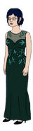 Green fundraiser dress/hairstyle from Underground