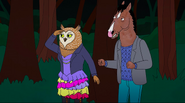 Wanda goes into the woods to look for the injured deer. BoJack follows.