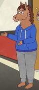 Blue sweatshirt and grey sweatpants, seen in Intermediate Scene Study w/ BoJack Horseman