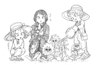 Kyoka with Mahoro and Katsuma sketch