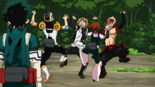 Ochaco, Eijiro, Denki and Sero dancing