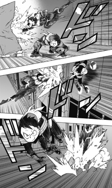 Koichi continues avoiding Number 6's explosive punchs.