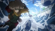 Deku defeats Muscular for a second time.