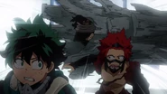 Deku and Eijiro notice Mimic's attempt to trap Eraser Head.